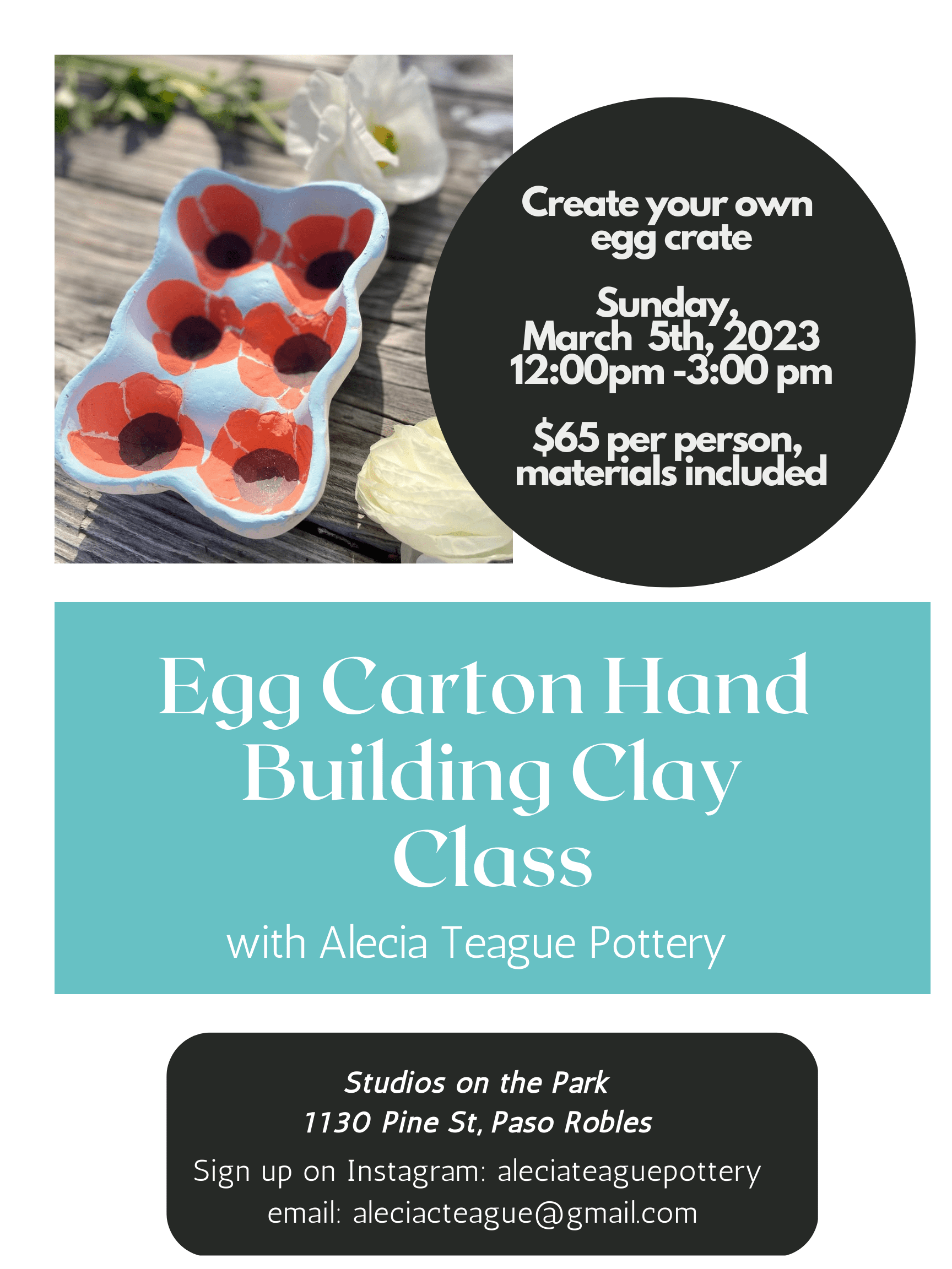 Egg Carton Handbuilding Clay Class Studios on the Park